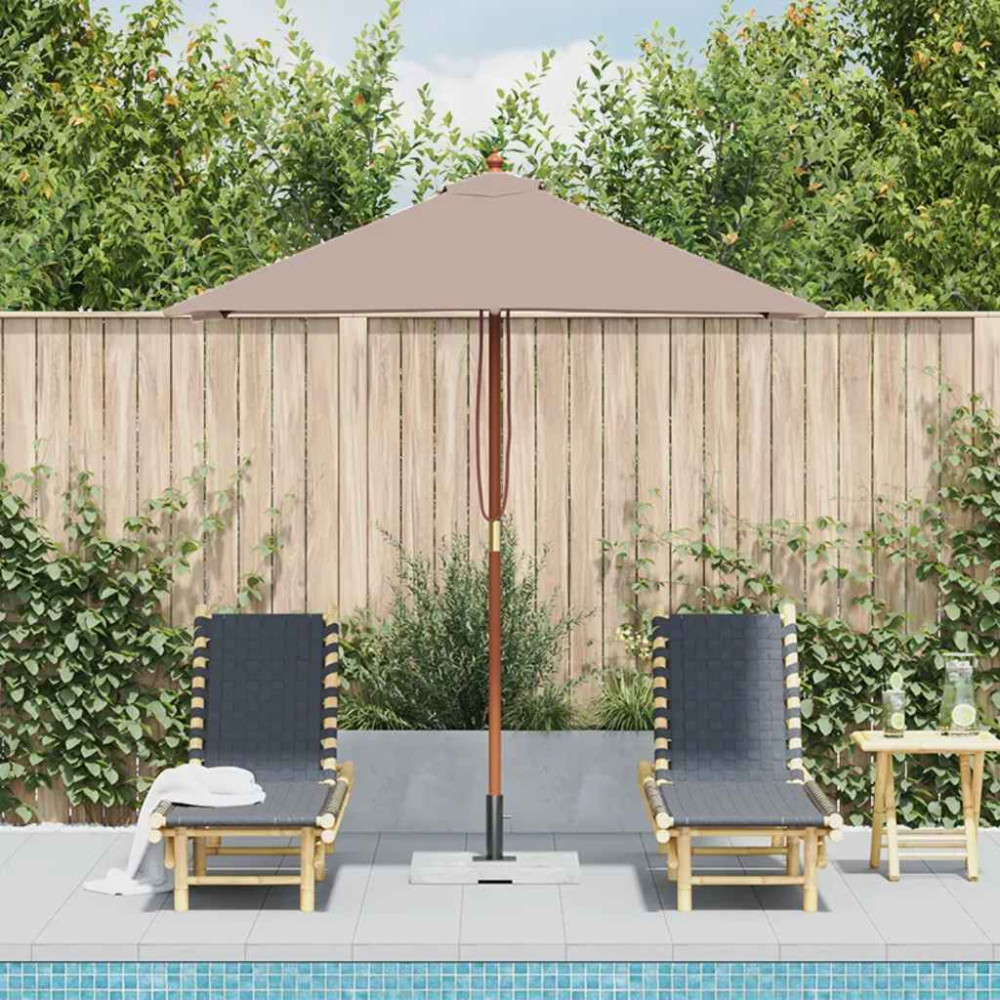Produktbild för Trädgårdsparasoll med trästång 150x200 cm taupe