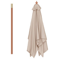 Produktbild för Trädgårdsparasoll med trästång 150x200 cm taupe