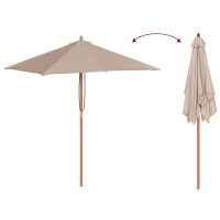 Produktbild för Trädgårdsparasoll med trästång 150x200 cm taupe