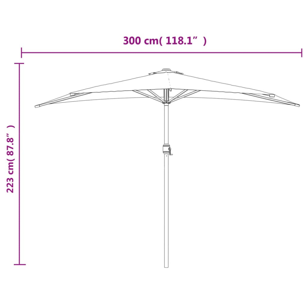 Produktbild för Balkongparasoll med aluminiumstolpe sand 300x155 cm halvrunt