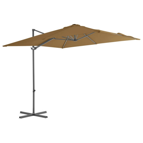 vidaXL Frihängande parasoll med stålstång taupe 250x250 cm