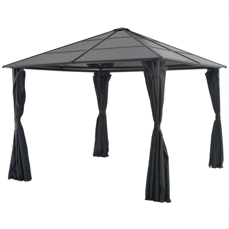 Produktbild för Paviljong med draperi aluminium 3x3 m svart