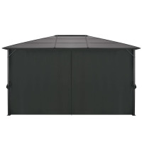 Miniatyr av produktbild för Paviljong med gardin aluminium 4x3x2,6 m svart