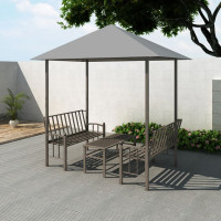 Produktbild för Trädgårdspaviljong med bord och bänkar 2,5x1,5x2,4 m antracit