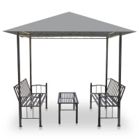Produktbild för Trädgårdspaviljong med bord och bänkar 2,5x1,5x2,4 m antracit