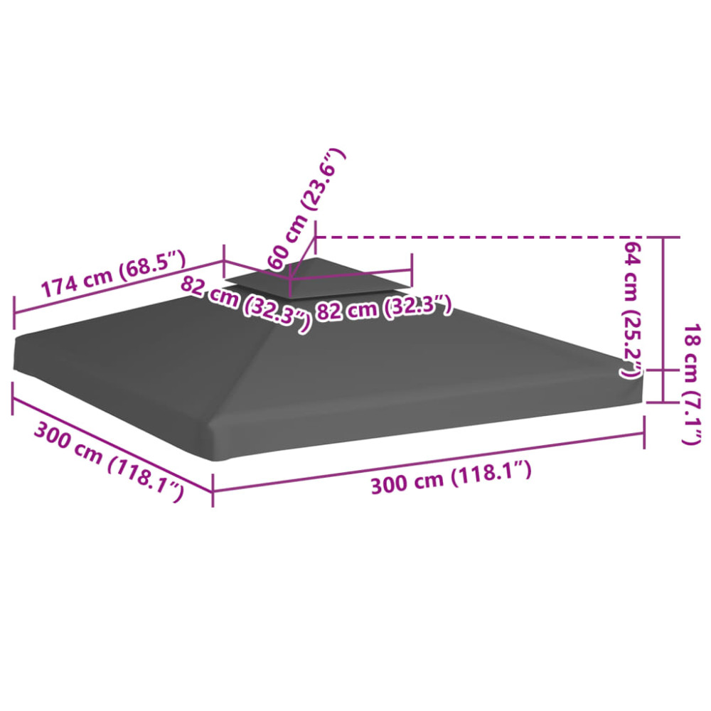 Produktbild för Paviljongtak med ventilering 310 g/m² 3x3 m taupe