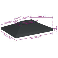 Produktbild för Paviljongtak med ventilering 310 g/m² 4x3 m antracit