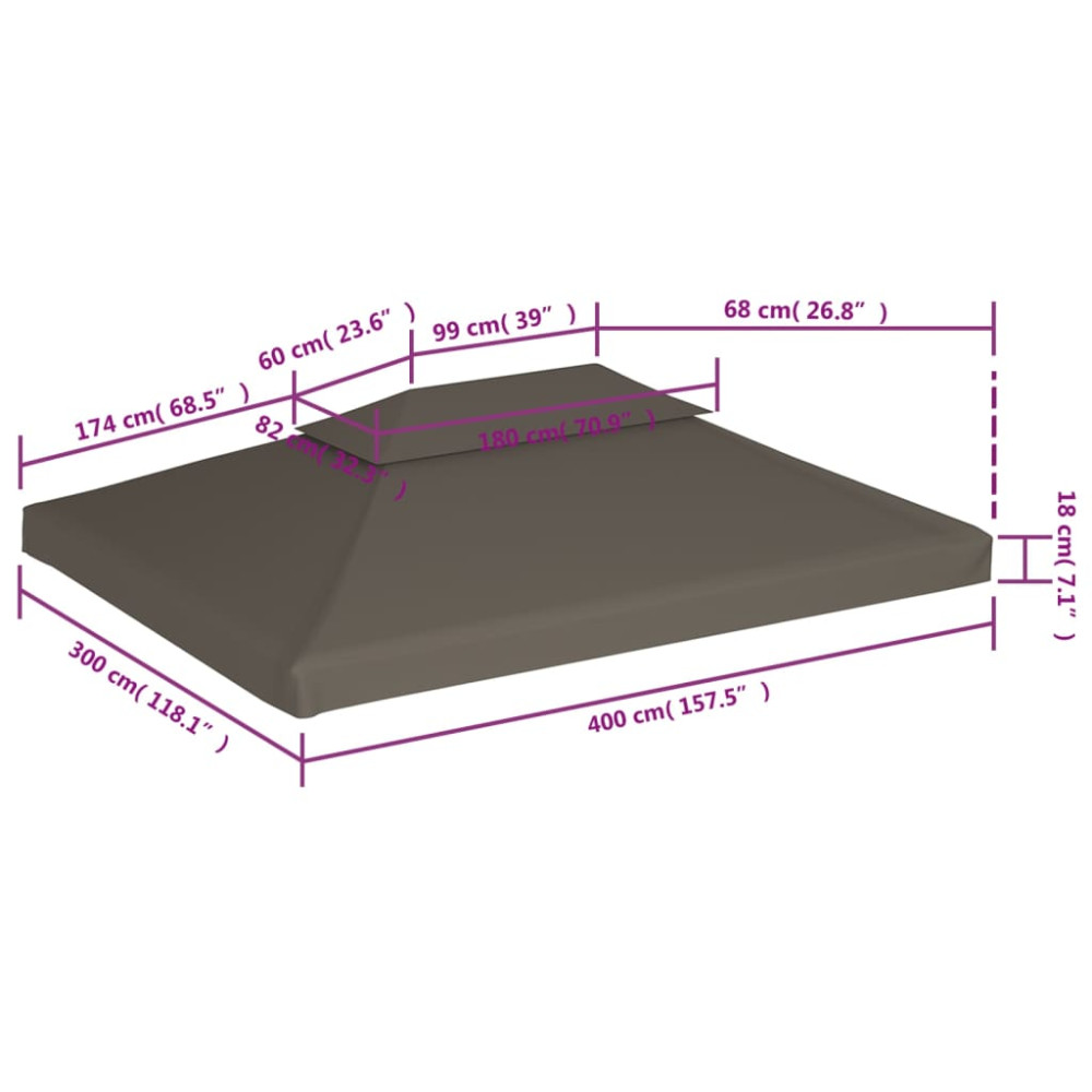 Produktbild för Paviljongtak med ventilering 310 g/m² 4x3 m taupe