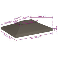 Produktbild för Paviljongtak med ventilering 310 g/m² 4x3 m taupe