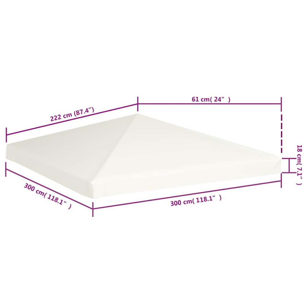 Produktbild för Paviljongtak 310 g/m² 3x3 m gräddvit