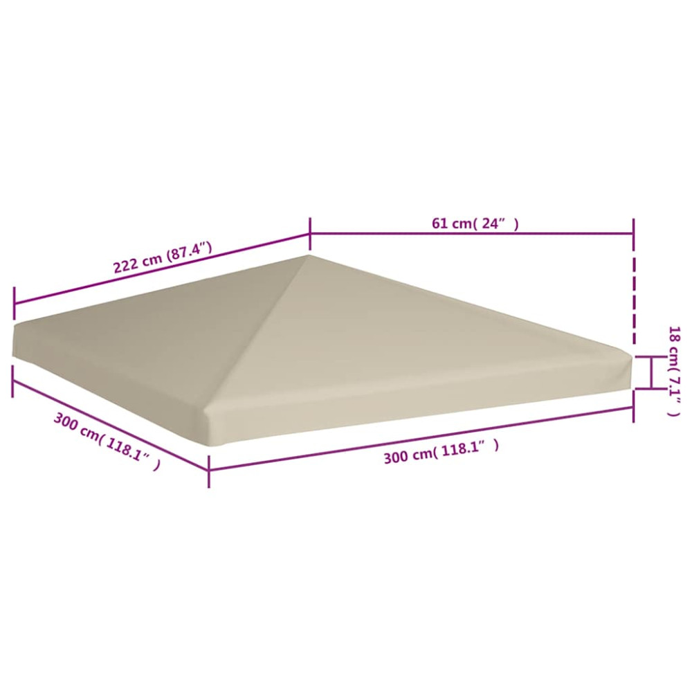 Produktbild för Paviljongtak 310 g/m² 3x3 m beige