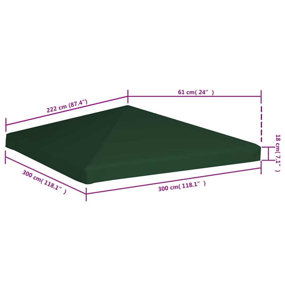 Produktbild för Paviljongtak 310 g/m² 3x3 m grön