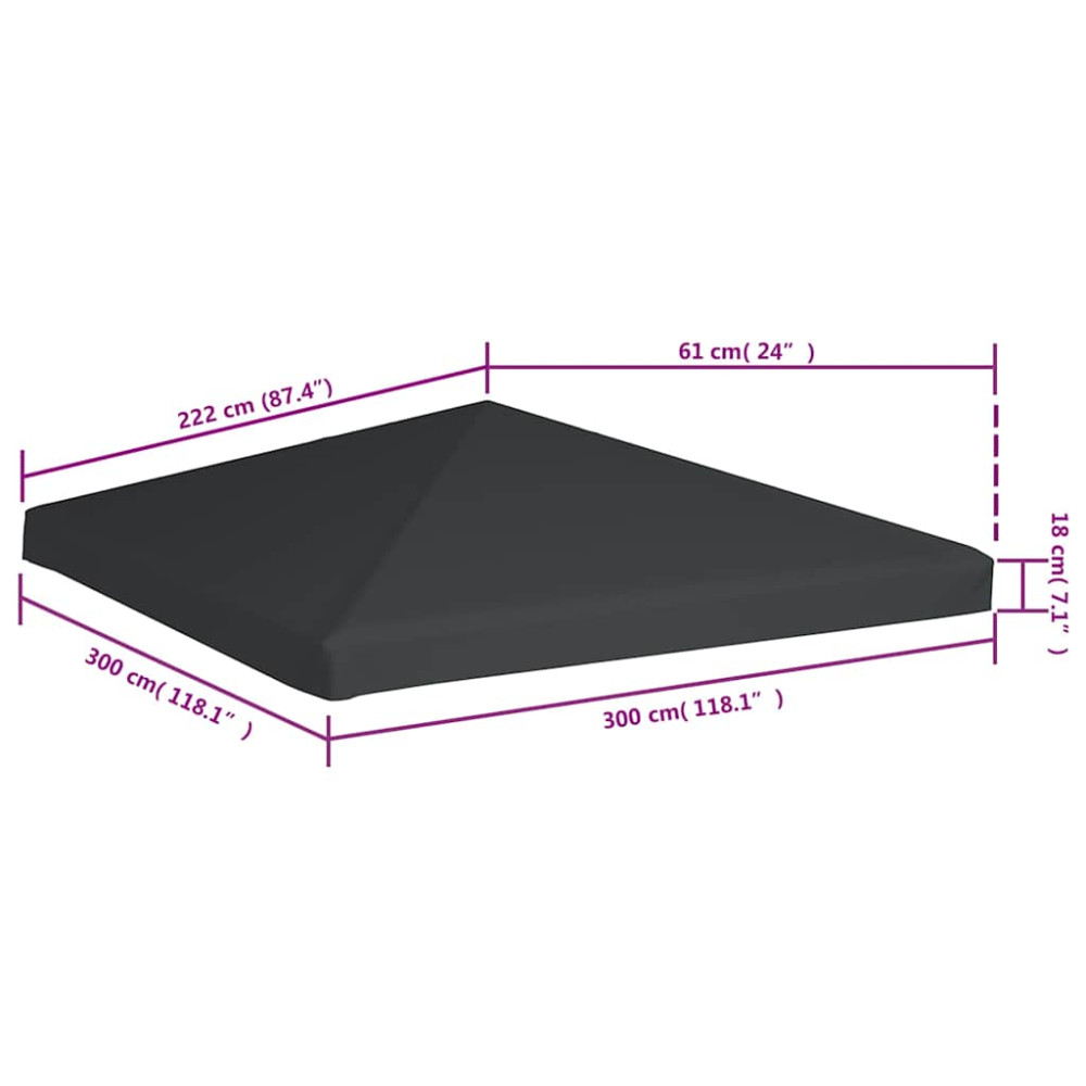 Produktbild för Paviljongtak 310 g/m² 3x3 m grå