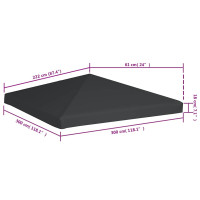 Produktbild för Paviljongtak 310 g/m² 3x3 m grå