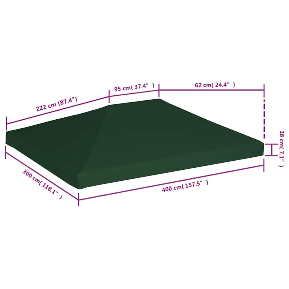 Produktbild för Paviljongtak 310 g/m² 4x3 m grön