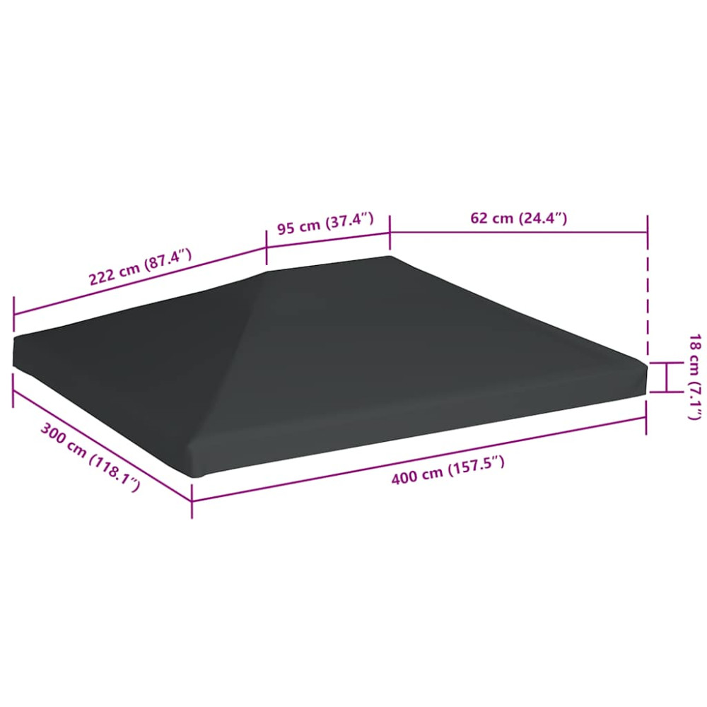 Produktbild för Paviljongtak 310 g/m² 4x3 m grå