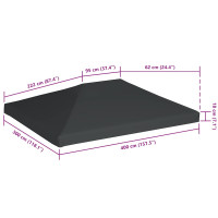 Produktbild för Paviljongtak 310 g/m² 4x3 m grå