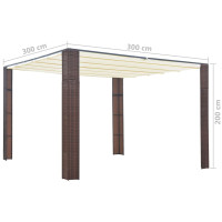 Produktbild för Paviljong med tak konstrotting 300x300x200 cm brun och gräddvit