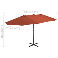 Produktbild för Trädgårdsparasoll med aluminiumstång 460x270 cm terrakotta