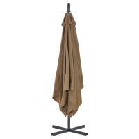 Produktbild för Frihängande trädgårdsparasoll med stålstång 250x250 cm taupe