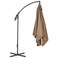 Produktbild för Frihängande trädgårdsparasoll med stålstång 250x250 cm taupe