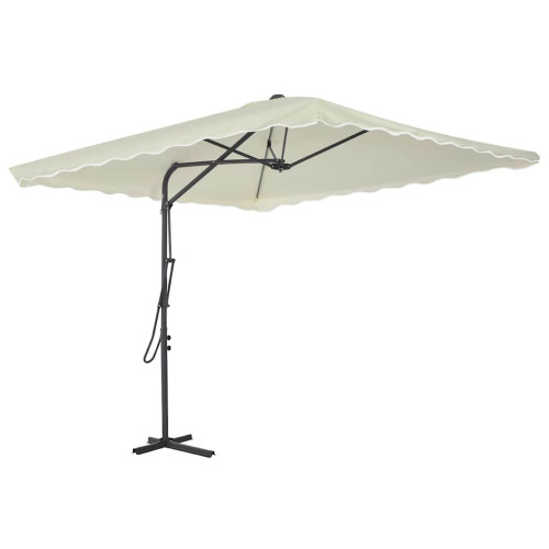 vidaXL Trädgårdsparasoll med stålstång 250x250 cm sand