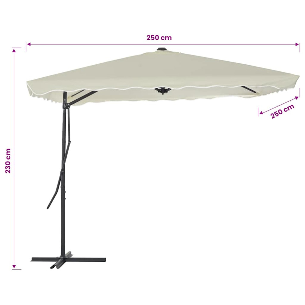 Produktbild för Trädgårdsparasoll med stålstång 250x250 cm sand