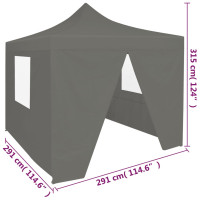 Produktbild för Pop-Up hopfällbart partytält med 4 sidoväggar 3x3 m antracit