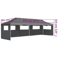 Miniatyr av produktbild för Pop-Up hopfällbart partytält med 5 sidoväggar 3x9 m antracit
