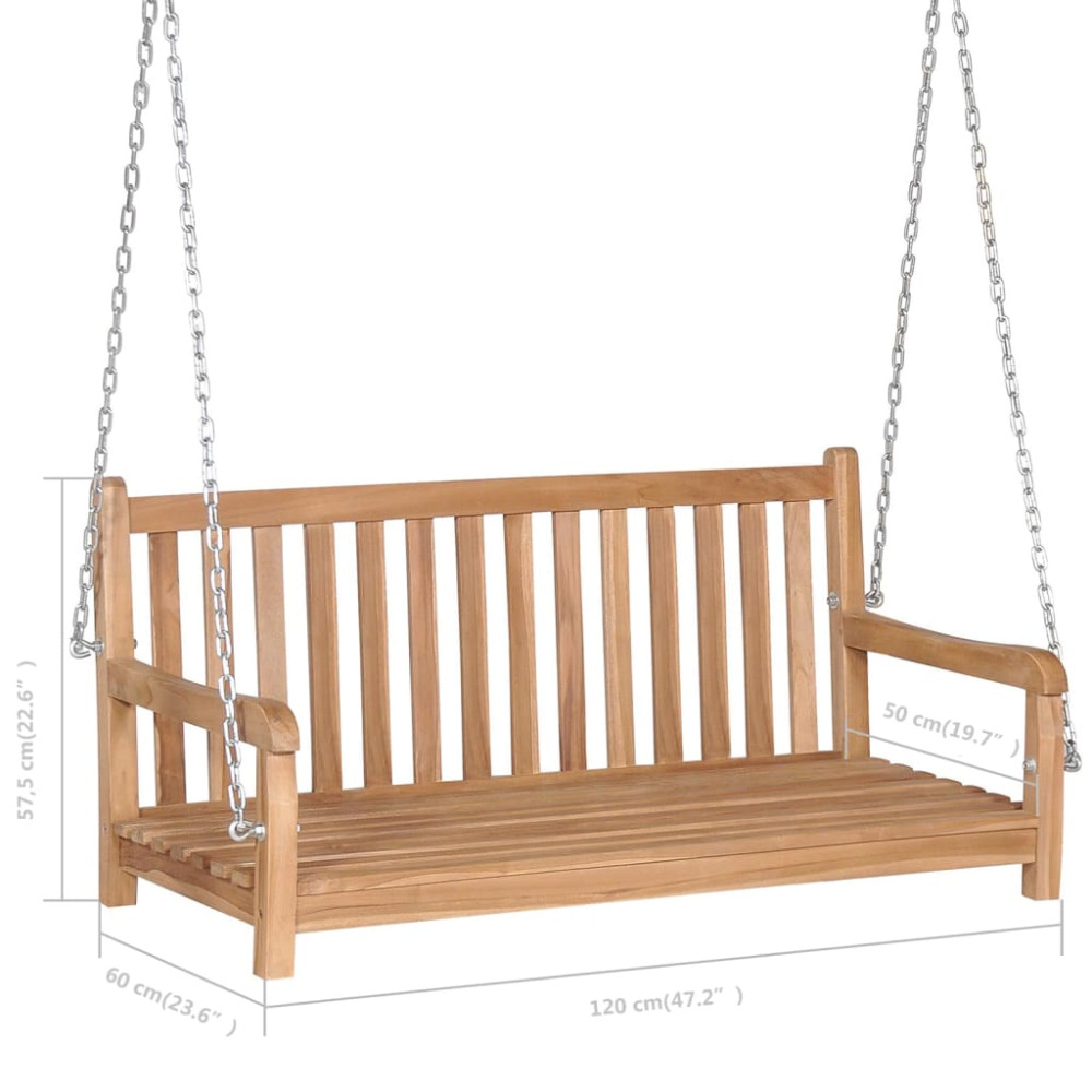 Produktbild för Gungbänk massiv teak 120x60x57,5 cm brun