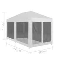 Produktbild för Partytält med 6 sidoväggar i nät 6x3 m