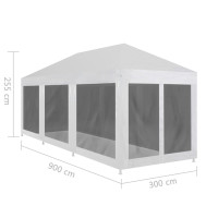 Miniatyr av produktbild för Partytält med 8 sidoväggar i nät 9x3 m
