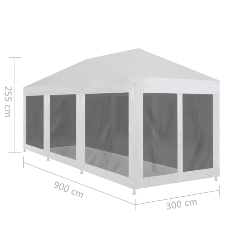 Produktbild för Partytält med 8 sidoväggar i nät 9x3 m
