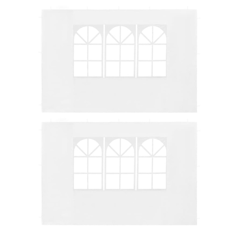 Produktbild för Sidoväggar till partytält 2 st med fönster PE vit