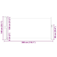 Produktbild för Infällbar sidomarkis 140 x 300 cm svart