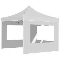 Produktbild för Hopfällbart partytält med väggar aluminium 3x3 m vit