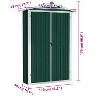 Produktbild för Trädgårdsskjul grön 116x45x175 cm galvaniserat stål