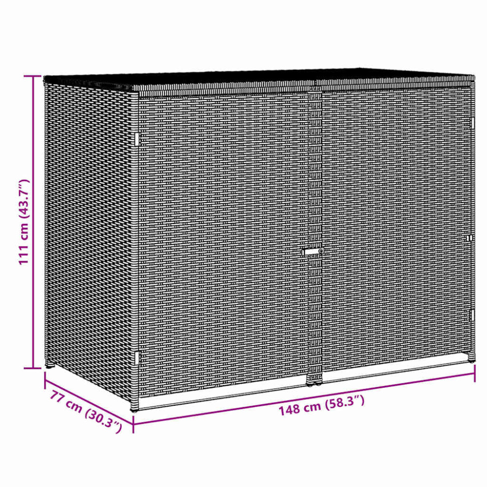Produktbild för Skjul för 2 soptunnor konstrotting antracit 148x77x111 cm