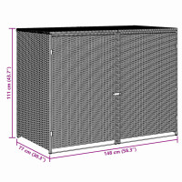 Produktbild för Skjul för 2 soptunnor konstrotting antracit 148x77x111 cm