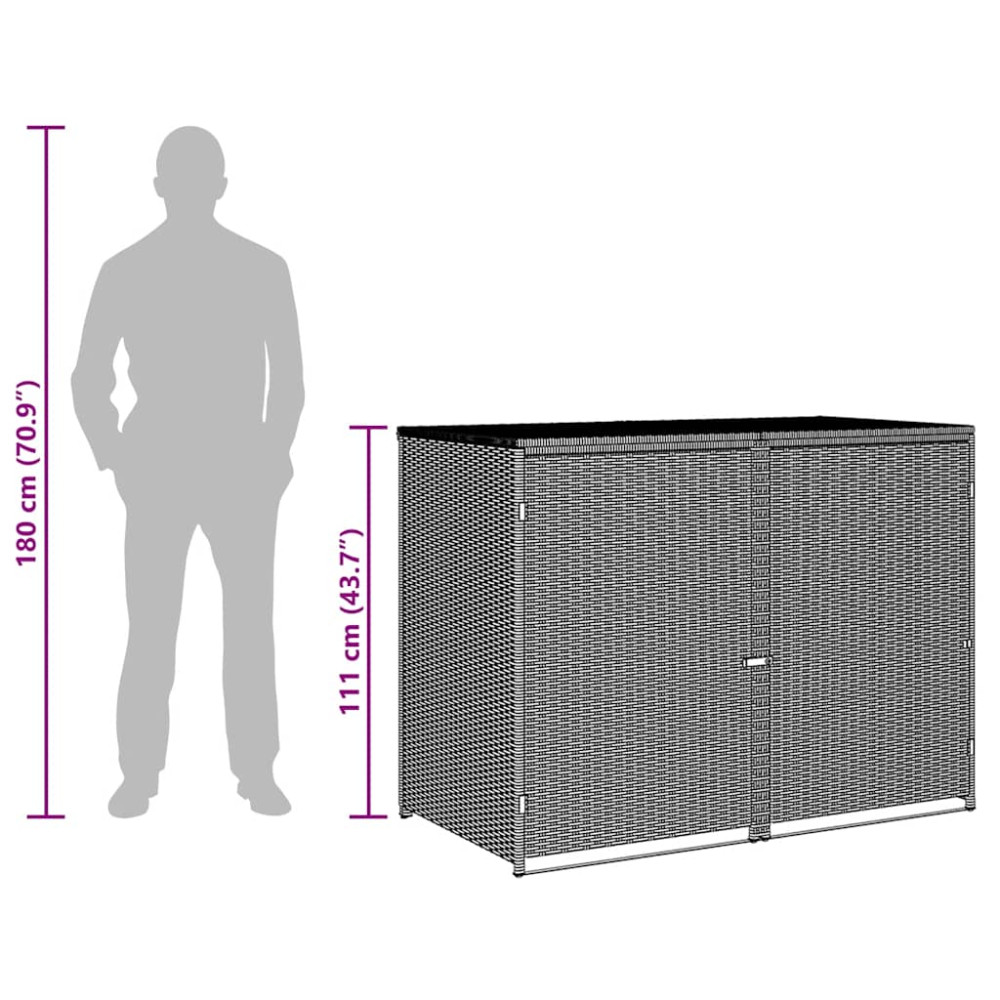 Produktbild för Skjul för 2 soptunnor konstrotting antracit 148x77x111 cm