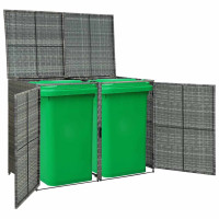 Produktbild för Skjul för 2 soptunnor konstrotting antracit 148x77x111 cm