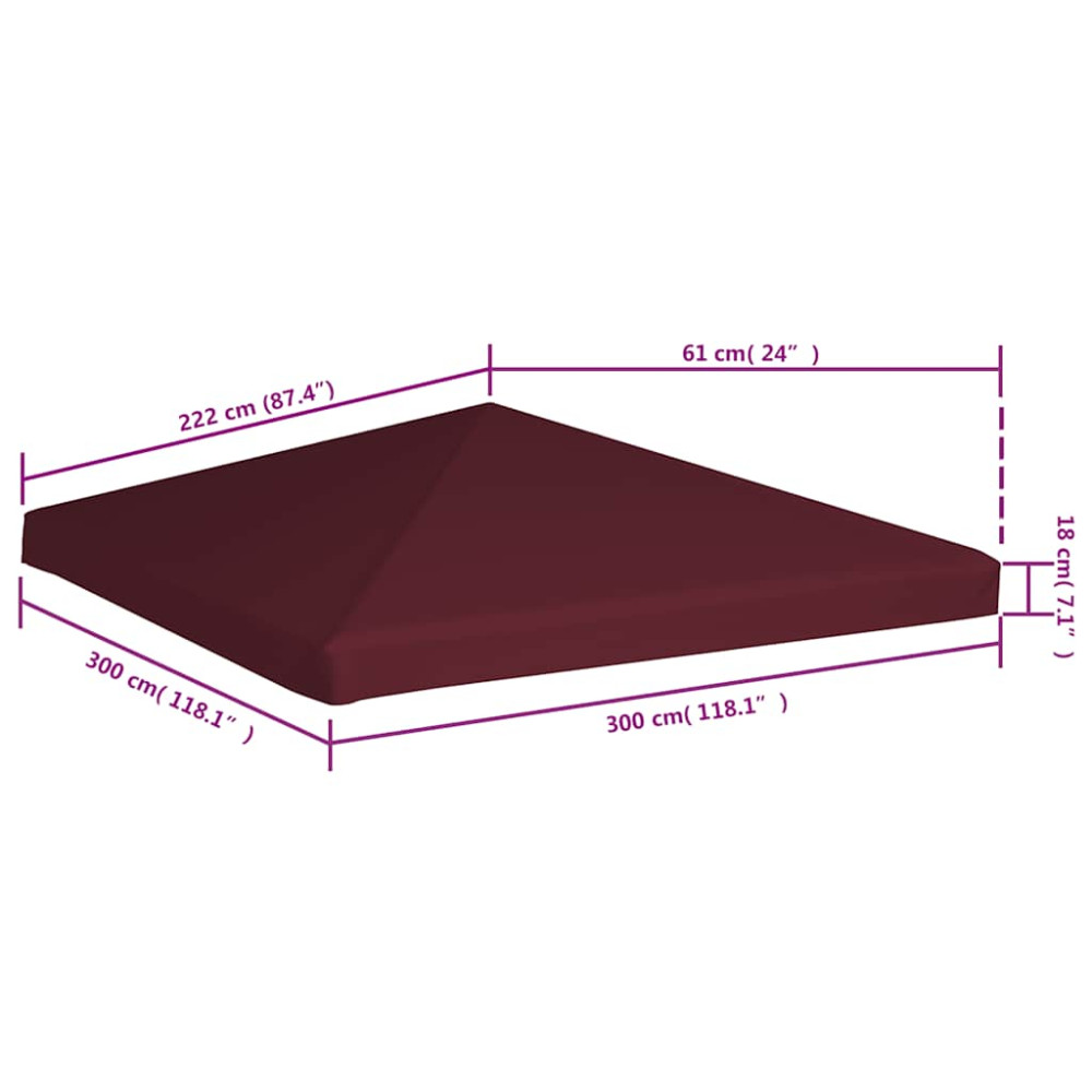 Produktbild för Paviljongtak 310 g/m² 3x3 m vinröd