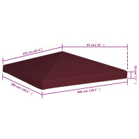 Produktbild för Paviljongtak 310 g/m² 3x3 m vinröd