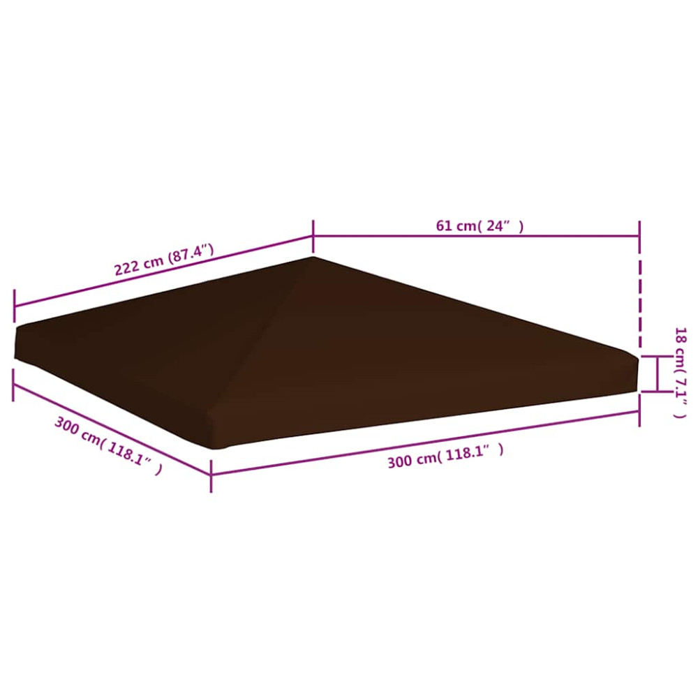 Produktbild för Paviljongtak 310 g/m² 3x3 m brun