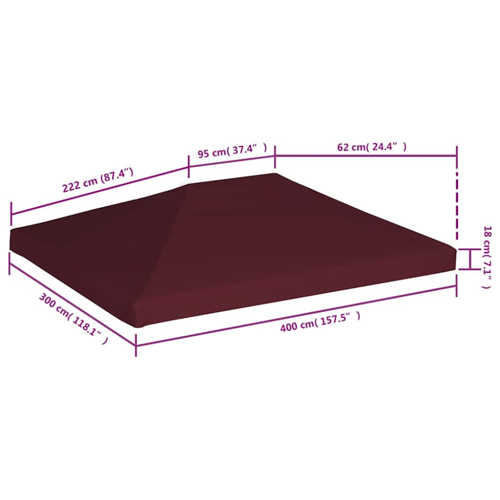 Produktbild för Paviljongtak 310 g/m² 3x4 m vinröd