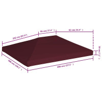 Produktbild för Paviljongtak 310 g/m² 3x4 m vinröd