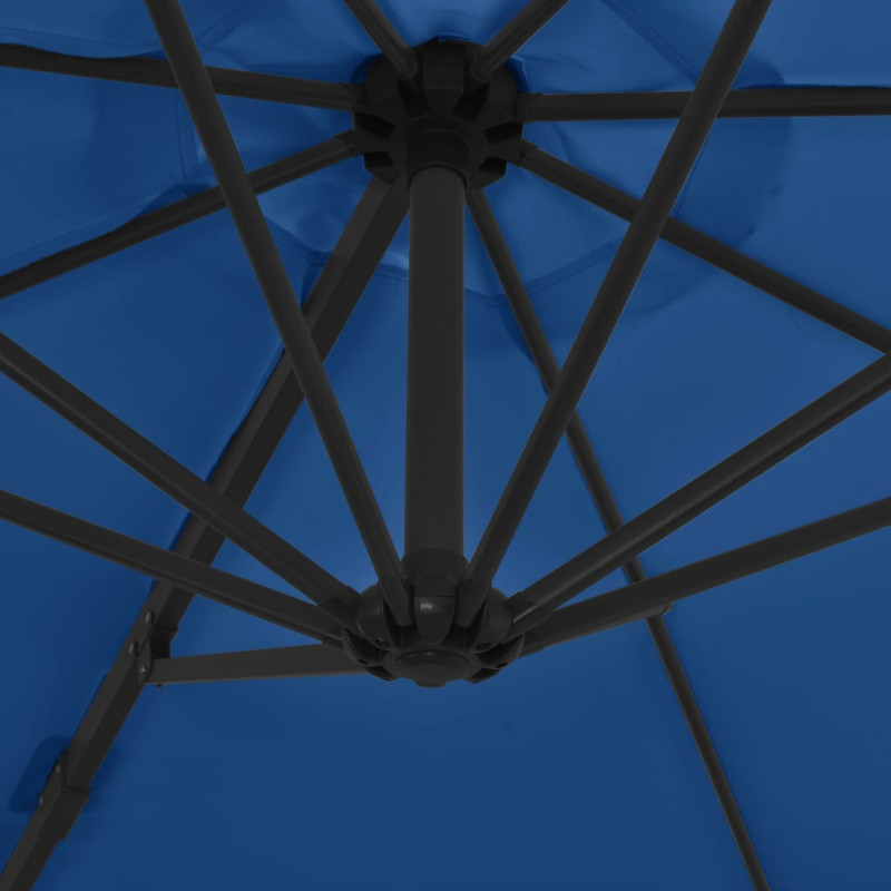 Produktbild för Frihängande parasoll med stålstång azurblå 300 cm
