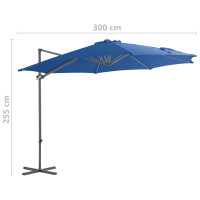 Miniatyr av produktbild för Frihängande parasoll med stålstång azurblå 300 cm