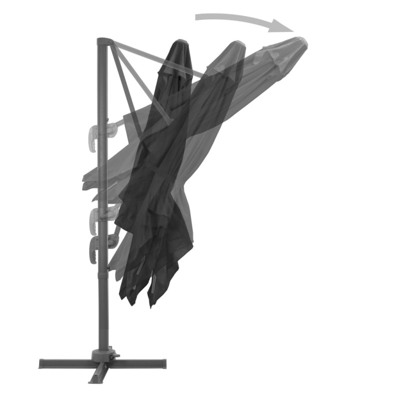 Produktbild för Frihängande parasoll med aluminiumstång 3x3 m svart