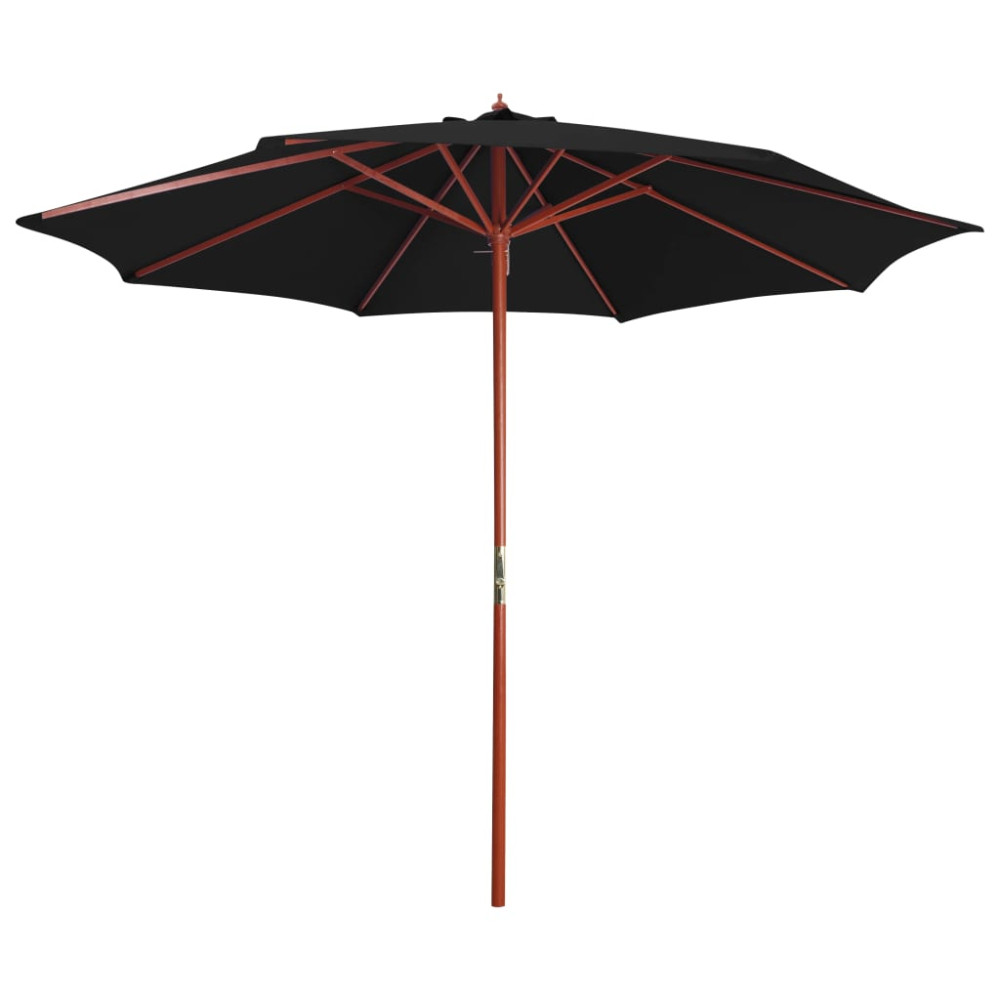 Produktbild för Parasoll med trästång 300x258 cm svart